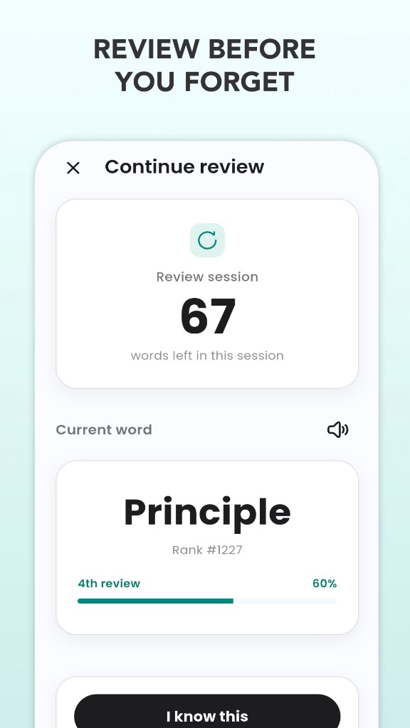 Review words before you forget